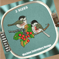 sparrow on tree embroidery designs | two sparrow embroidery patterns | 2 sparrow machine embroidery files | sparrow file