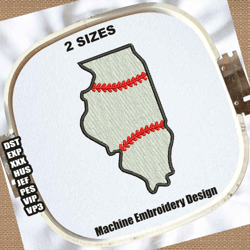 baseball illinois state map embroidery designs | illinois baseball softball embroidery patterns | baseball embroidery