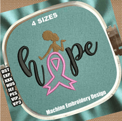 cancer hope embroidery designs | breast cancer hope embroidery patterns | hope cancer afro embroidery files download