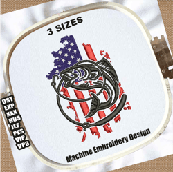 us flag anchor fish embroidery designs | fish american flag embroidery patterns | fishing usa flag embroidery files
