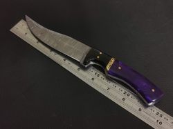 9.5" custom hand made damascus steel skinner knife resin handle with leather sheath