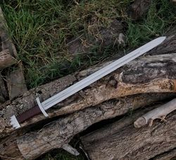 custom handmade hand forged medieval viking sword battle ready sword & sheath