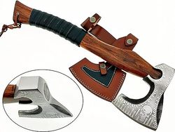 carbon steel blade viking axe hatchet tomahawk hunting knife camping outdoor.