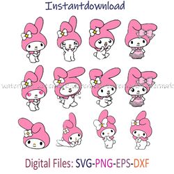 my melody svg, sanrio svg, my melody cricut, my melody png, transparent my melody png, cricut file, instantdownload