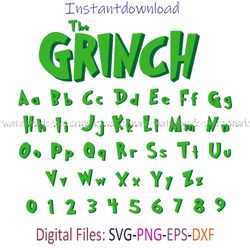 grinch font svg, grinch alphabet svg, grinch svg, grinch font cricut file, grinch alphabet digital download, png shirt