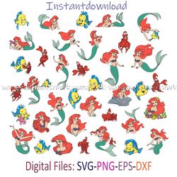 little mermaid bundle layered svg, ariel cricut file, cut files, mermaid layered digital vector file, digital download