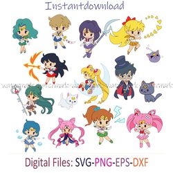 sailor moon bundle layered svg, sailor moon cricut file, sailor moon cut files, sailor moon layered digital vector file