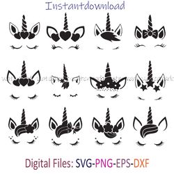 unicorn svg, unicorn bundle svg, unicorn head svg, unicorn clip art, unicorn face svg, cute unicorn, cricut, silhouette
