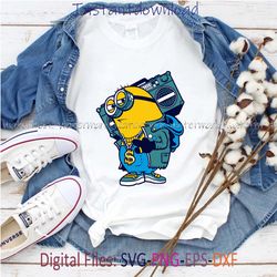 stylish minion with dj gear and money chain svg, cricut designs, instantdownload