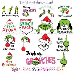 grinch middle finger svg, grinch png, grinch svg for cricut, merry grinchmas svg, cricut file, instantdownload