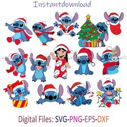 Lilo And Stitch Christmas SVG, Lilo And Stitch Cricut, Stitch PNG Transparent, Christmas Stitch PNG, Instantdownload