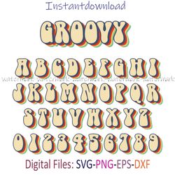 groovy letters svg, groovy alphabet, groovy font on cricut, download groovy font, png for shirt