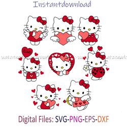 hello kitty valentines svg, hello kitty png, hello kitty png transparent, hello kitty cricut file, png shirt, silhouette