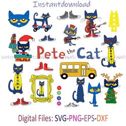 pete the cat svg, pete the cat bundle, pete the cat png, pete the cat transparent background, silhouette, png for shirt