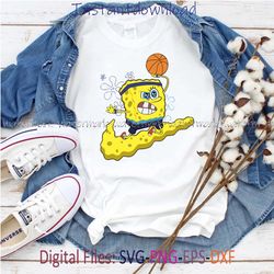 nike basketball spongebob art, fun athletic character playing sports, layered svg, png, eps for creative & fun project