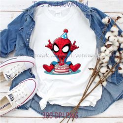 spider man birthday party with cake, png for shirt, instantdownload