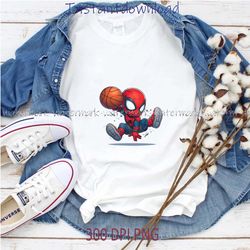 cute baby spider man playing basketball png, png for shirt, instantdownload