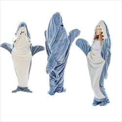 shark blanket hoodie wearable shark blanket flannel loungewear shark hoodie sleeping bag