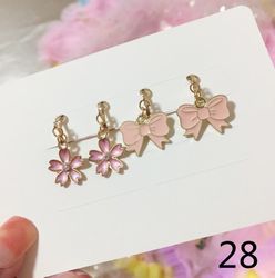 "2 pairs/set new arrivals cute white cats butterfly clip-on earrings for kids - girls' earrings jewelry - no piercing re