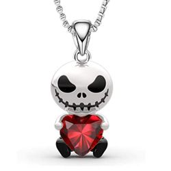 "punk crystal skull pendant love evil demon necklace - for women and men - black red heart - hip hop punk bohemian fashi