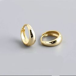 "stainless steel 1 pair minimalist huggie hoop earrings for women - gold color tiny round circle - 6/10/12mm - punk unis