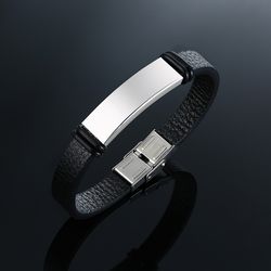 "vnox multi-layer leather bracelets for men women - customizable engraving stainless steel personalized bangle - father'