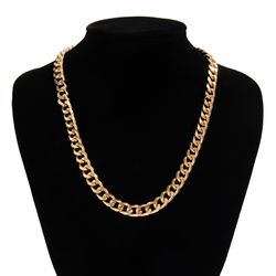 kunjoe simple cuban chain necklace for men - gold color/black metal aluminium chain - on the neck choker jewelry - party