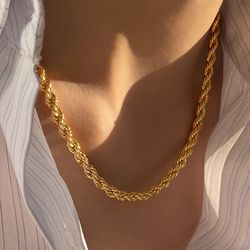 5mm stainless steel gothic metal twisted rope chain necklaces - simple men's and women's necklaces - jewelry wholesale