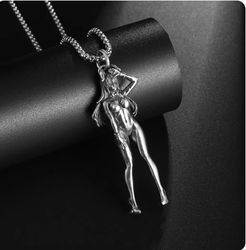 men's new trend anime long hair sexy girl pendant necklace - women unique personality anime exhibition coser clothing
