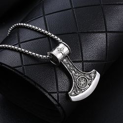 fashion creative cross text titanium steel necklace pendant - tide male personality unique design - axe steel with chain