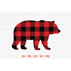 bear buffalo, plaid svg, bear vector file, bear clipart