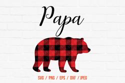 papa bear, buffalo cut filebear buffalo, plaid svg, bear vector file, bear clipart