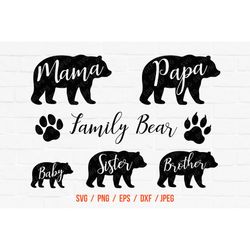 family bear, bear vector file, bear clipart, mama bear svg, papa bear, baby bear svg