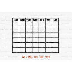 monthly calendar svg, home office decor, monthly calendar cut file, calendar downloadable, laser cut