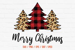 merry and bright svg christmas trees svg leopard merry christmas svg buffalo plaid tree svg