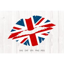 uk flag girl lips kiss svg