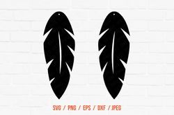 feather earrings svg earrings svg leather earrings svg feather earring templates cricut downloads silhouette designs