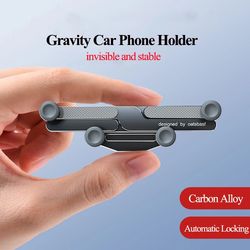 gravity car phone holder 360 degree rotatable invisible alloy car mount air vent dashboard