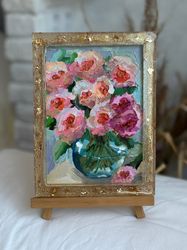 floral framed peonies abstract original peonies art flowers painting peony in vase peonies abstract small painting