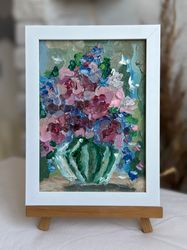floral framed painting abstract original peonies art flowers painting peony in vase peonies abstract small painting
