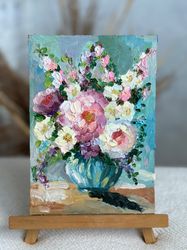 peony original floral art peony painting peonies impasto painting flowers abstract painting impasto canvas 3d