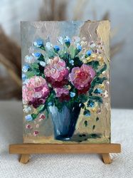 peony original art peony painting peonies impasto floral painting flowers abstract painting impasto canvas
