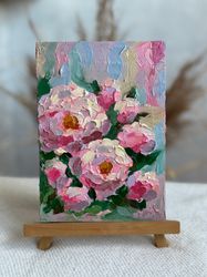 peony original art peony painting peonies impasto floral painting flowers abstract painting impasto canvas 3d