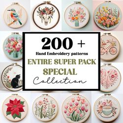 250 super package embroidery patterns, frames collection, embroidery template, hand embroidery bundle, pdf template