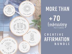 70 affirmation hand embroidery patterns, 2700 present embroidery template and future, pdf template