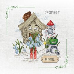 charming fairytale hut april cross stitch - diy craft project