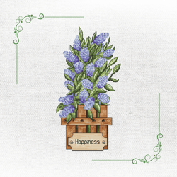 basket of happiness: lilac bush cross-stitch art