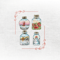 complete seasonal jars cross-stitch pattern set - four seasons included!