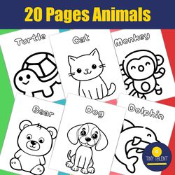 simple coloring safari animals printable pages | toddlers easy coloring paint activity | kids wildlife coloring book