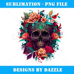 mexican sugar skull flower floral graphic cute skull - special edition sublimation png file